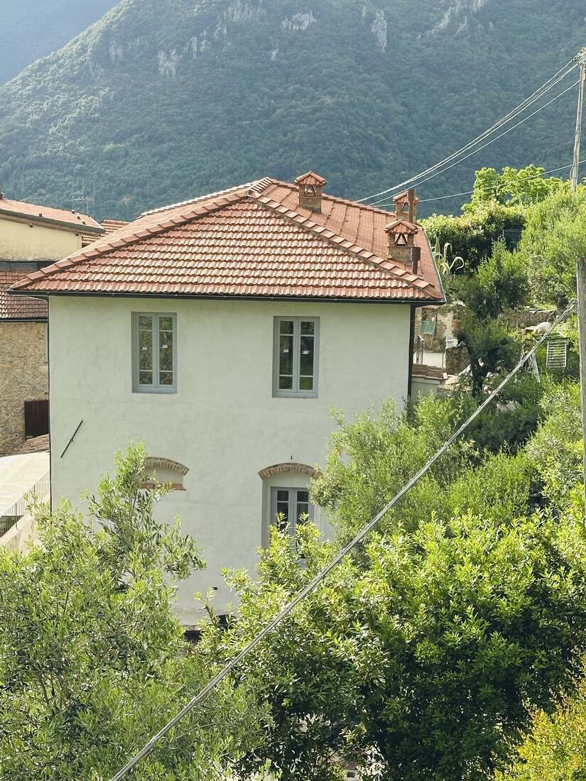 Exterior of Villa Betula among the village houses