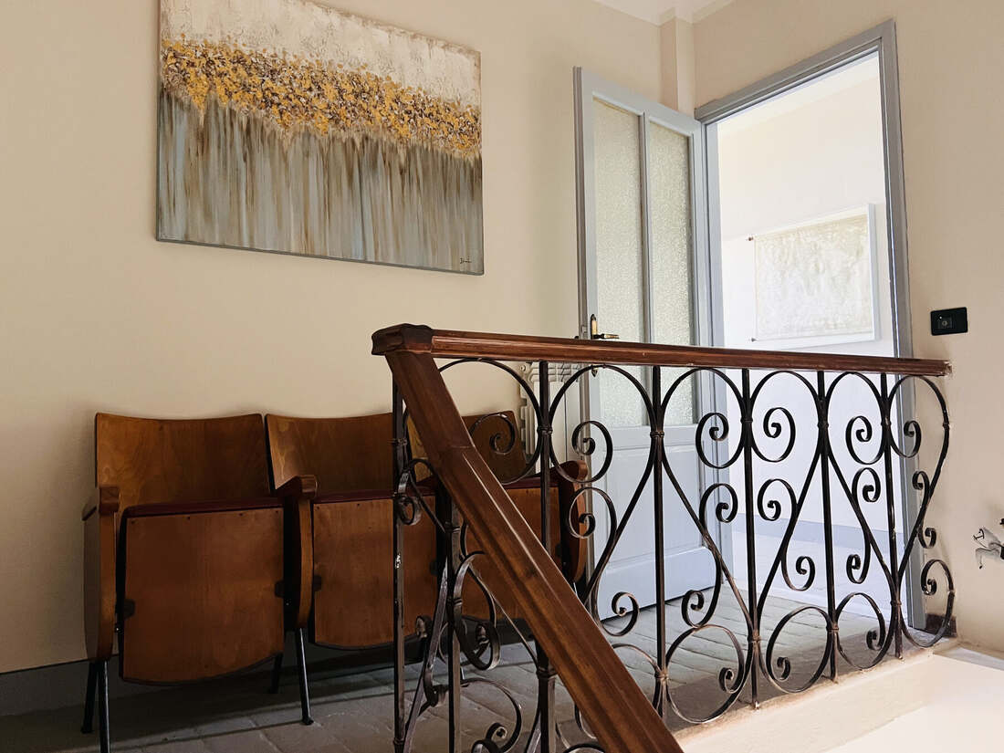Gallery landing with wooden beams