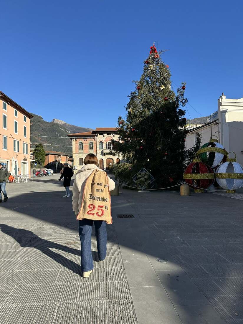 Christmas atmosphere on the piazza in winter